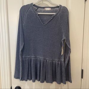 Altar’d State Waffle knit ruffle shirt